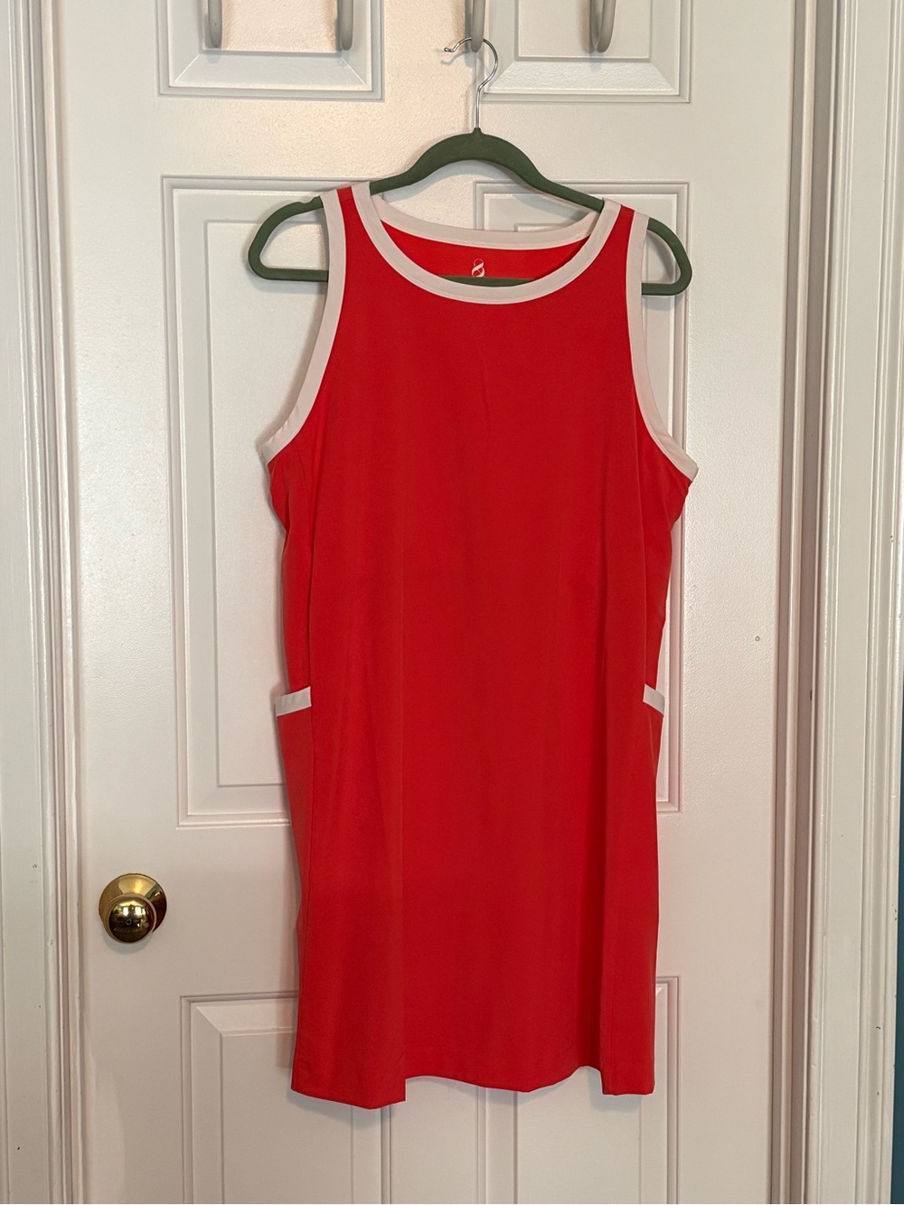 Lou & Grey dark Orange Shift Dress with White  Trim